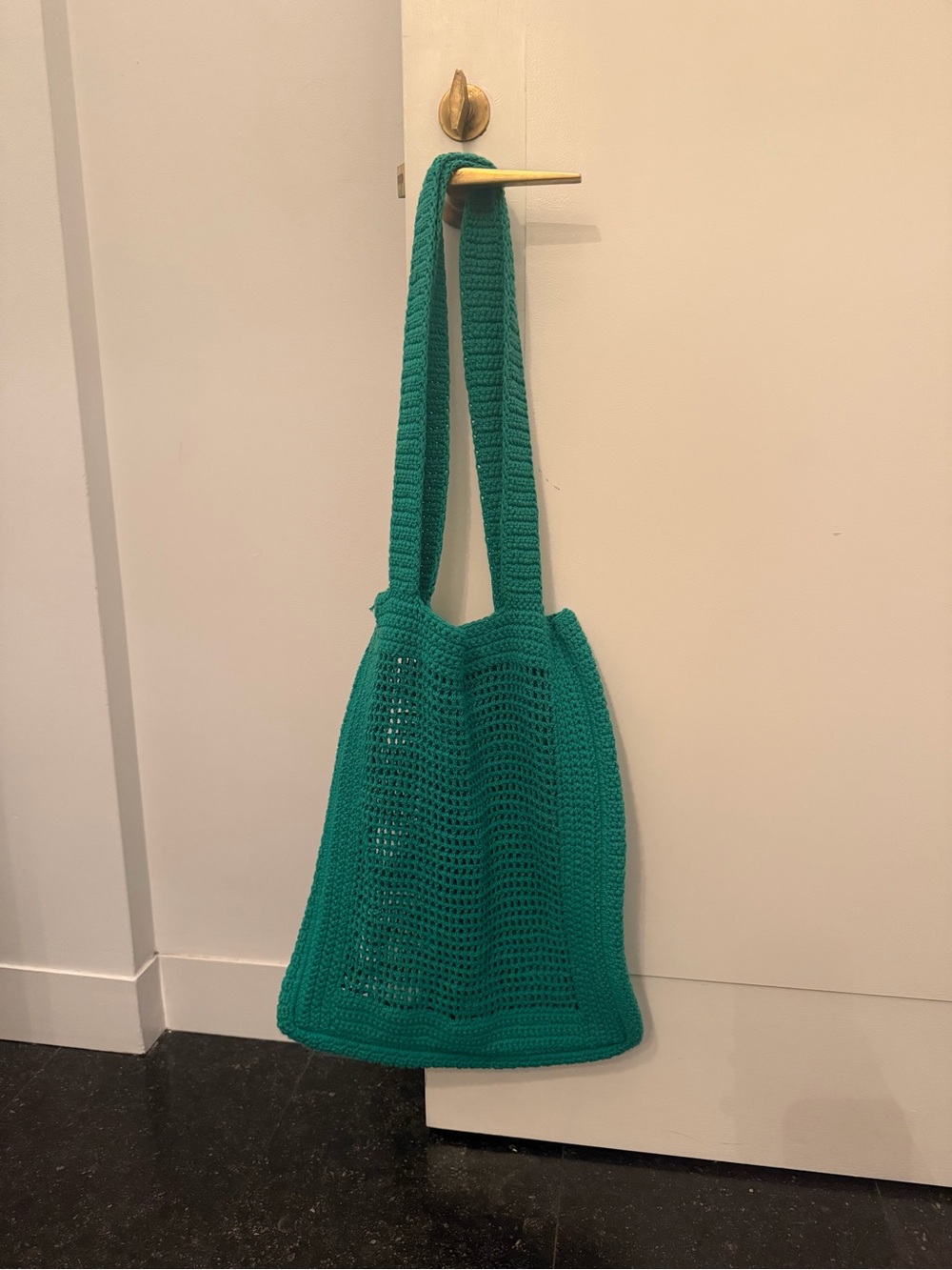 Faithfull the Brand Teal Crochet Tote Bag